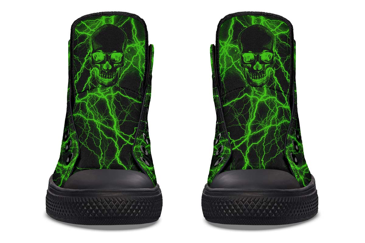 hippieartzone Shoes - GREEN LIGHTNING SKULL