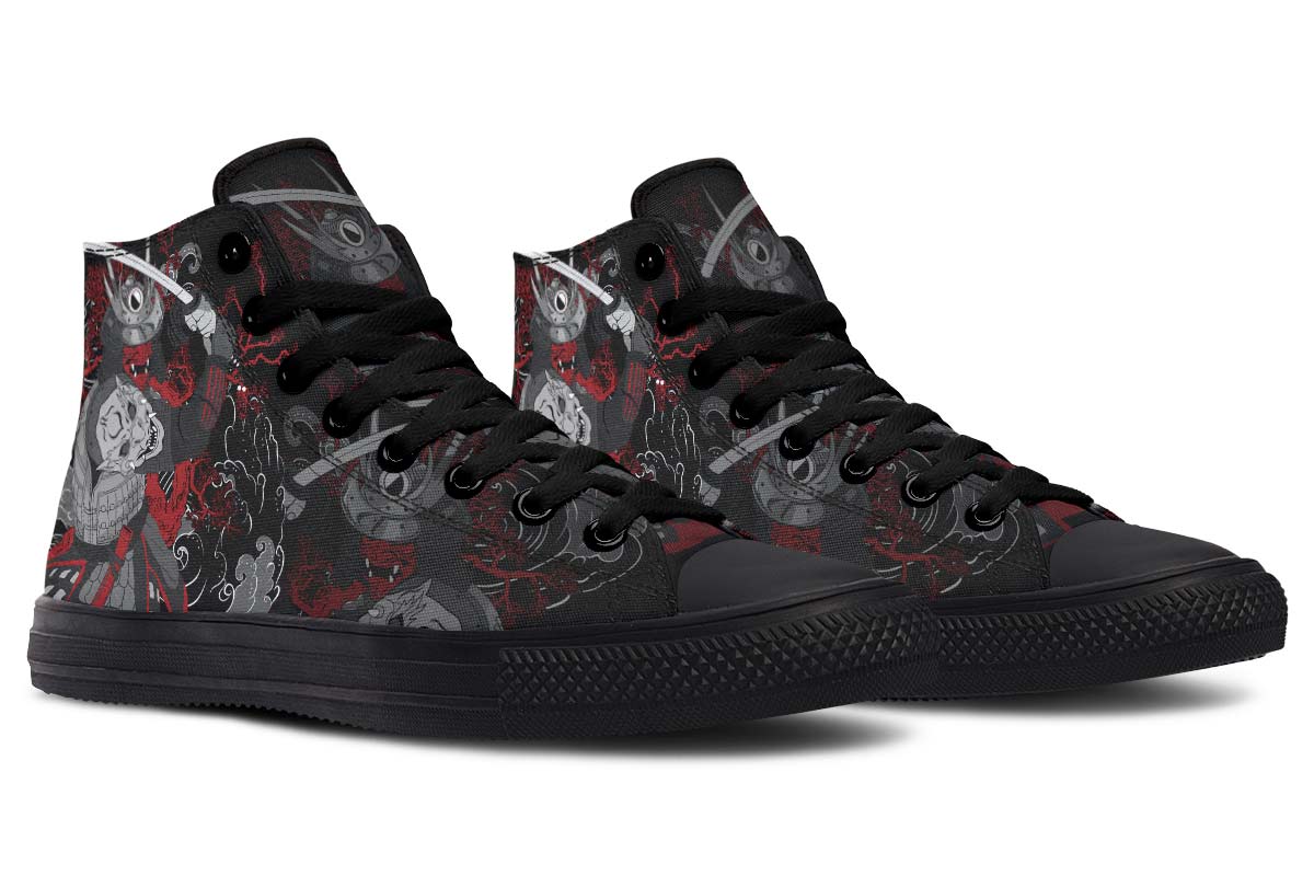hippieartzone Shoes - JAPANESE SAMURAI SKULL TATTOO