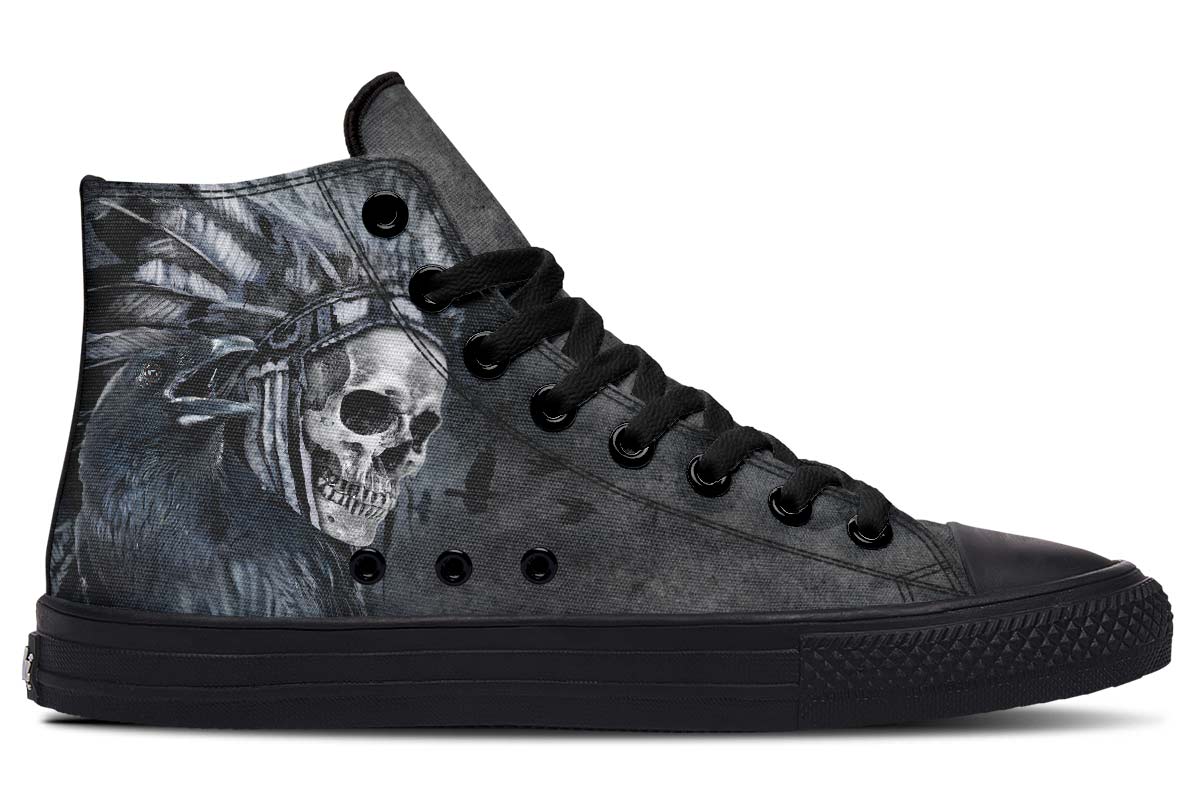 hippieartzone Shoes - NATIVE SKULL AND RAVEN