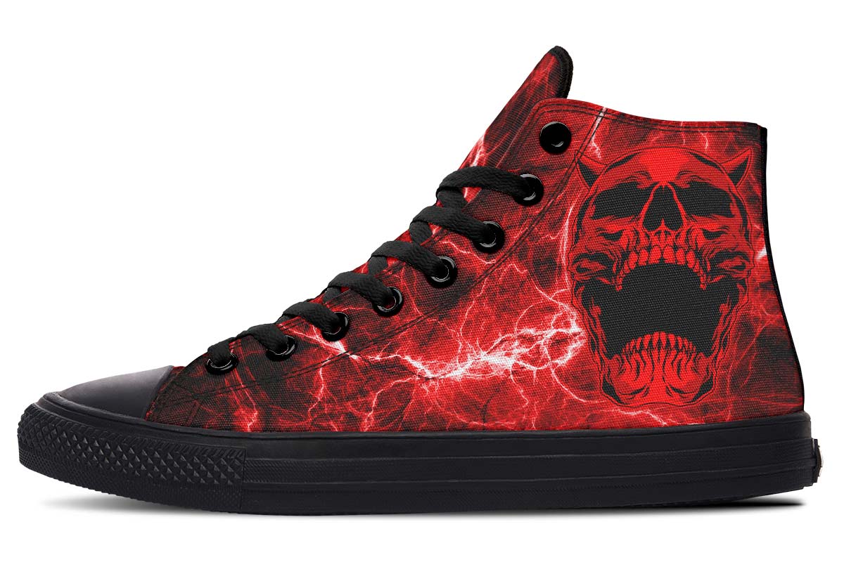 hippieartzone Shoes - RED HELL SKULL