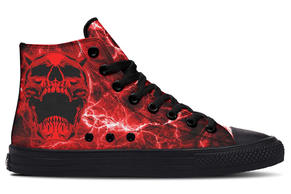 hippieartzone Shoes - RED HELL SKULL