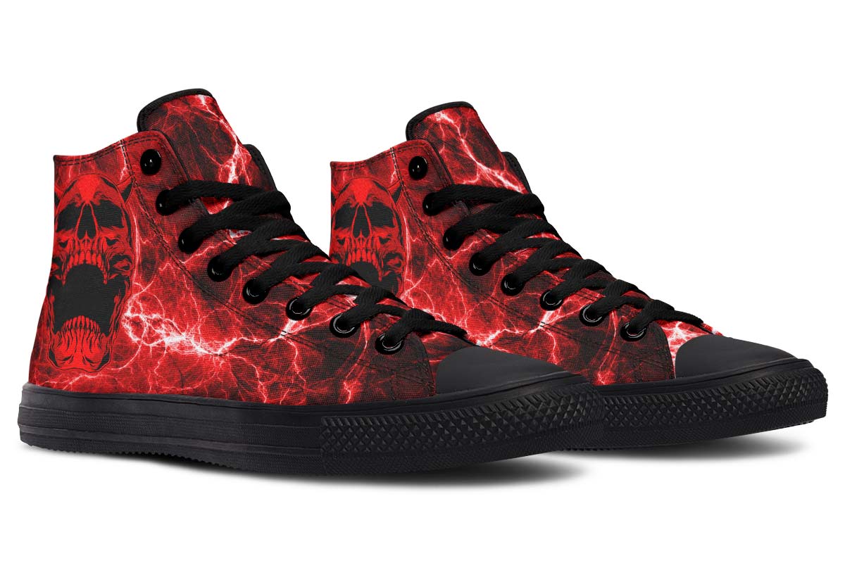 hippieartzone Shoes - RED HELL SKULL