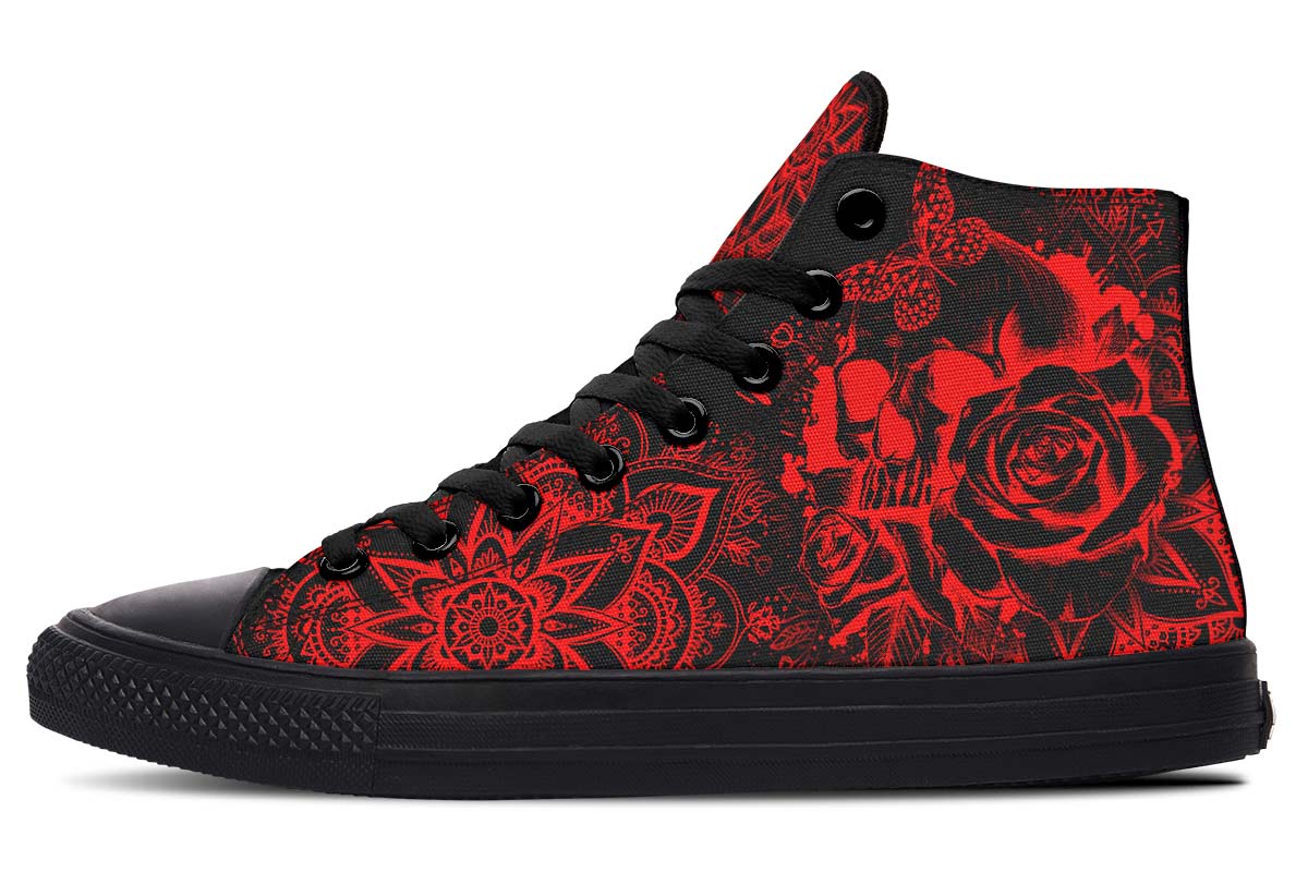 hippieartzone Shoes - ELECTRIC RED SKULL MANDALA