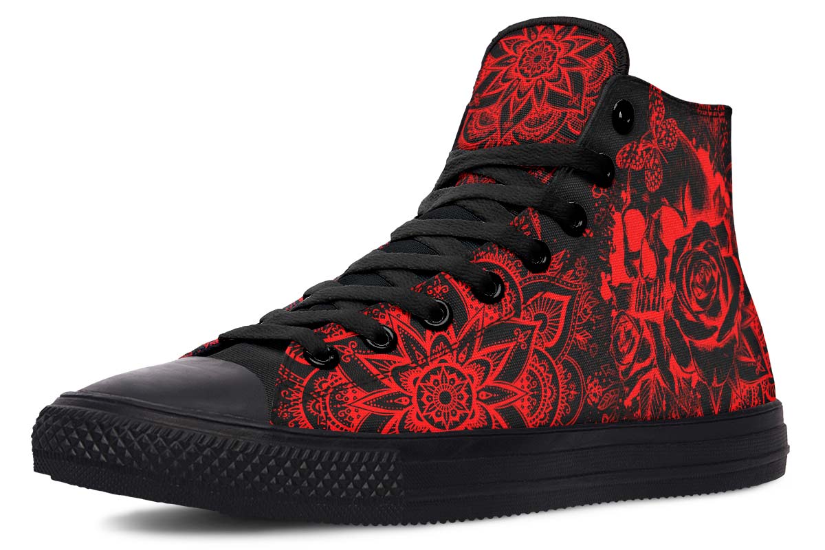 hippieartzone Shoes - ELECTRIC RED SKULL MANDALA