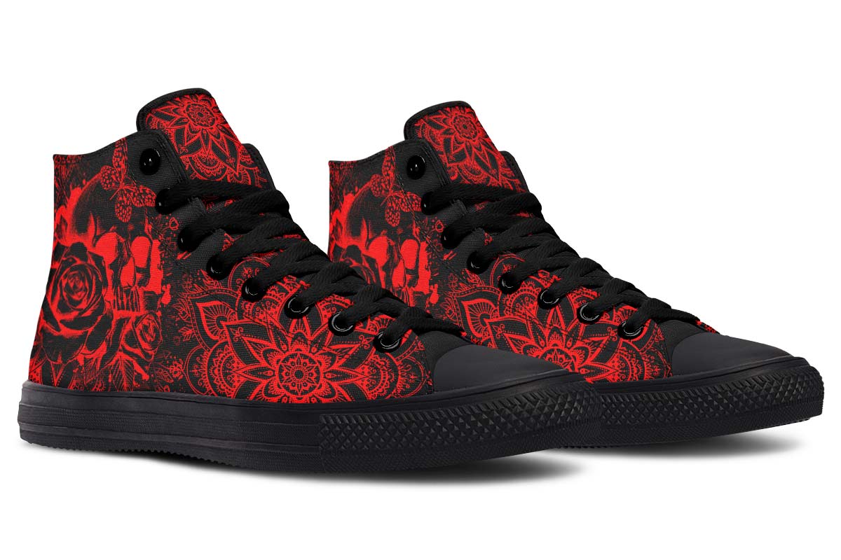 hippieartzone Shoes - ELECTRIC RED SKULL MANDALA