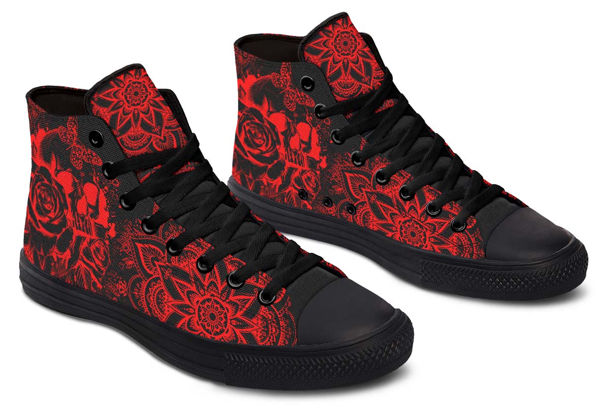 hippieartzone Shoes - ELECTRIC RED SKULL MANDALA
