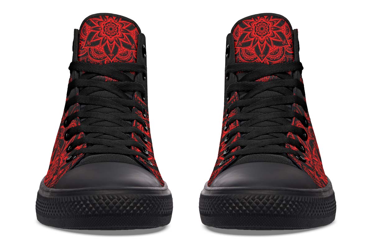 hippieartzone Shoes - ELECTRIC RED SKULL MANDALA