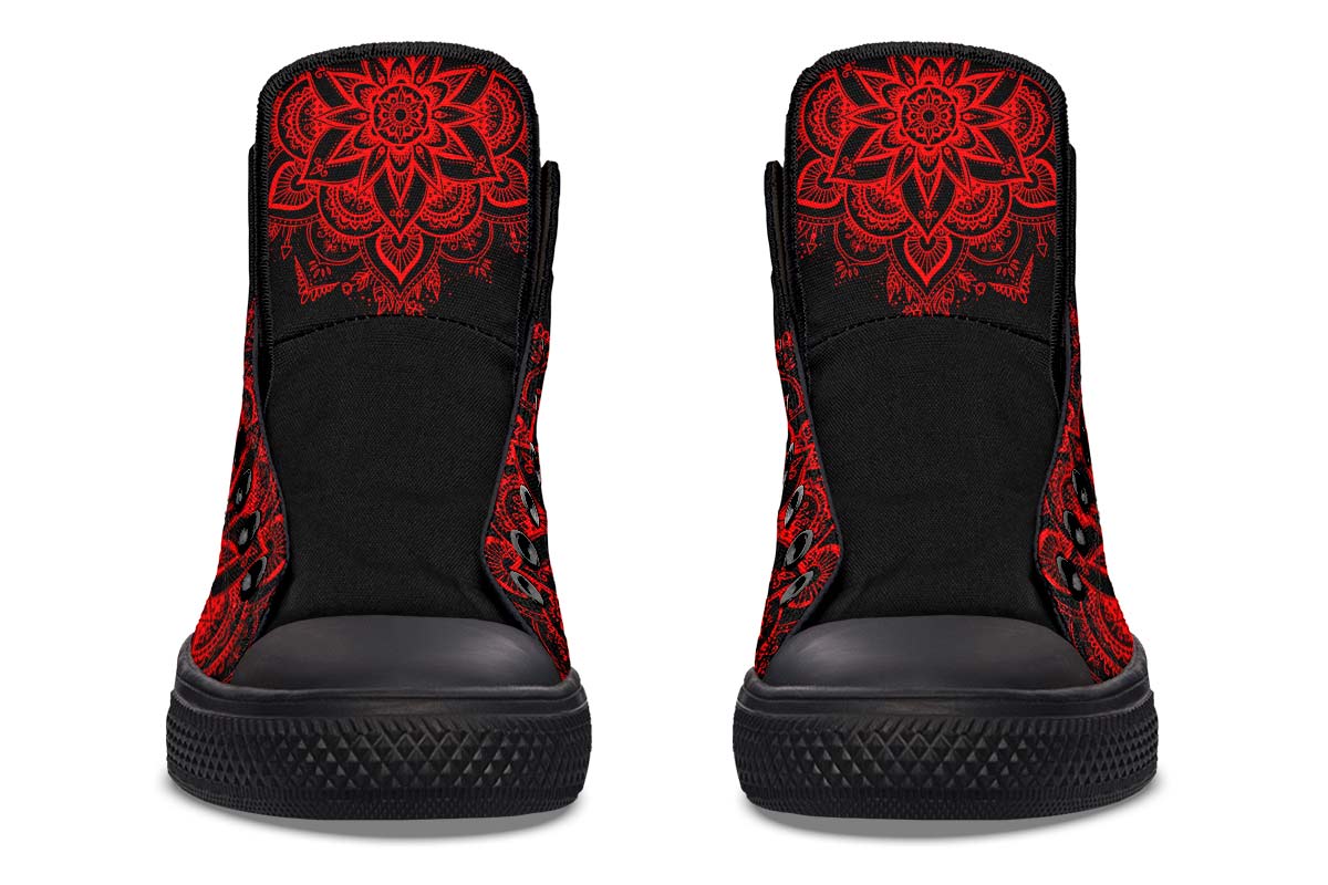 hippieartzone Shoes - ELECTRIC RED SKULL MANDALA
