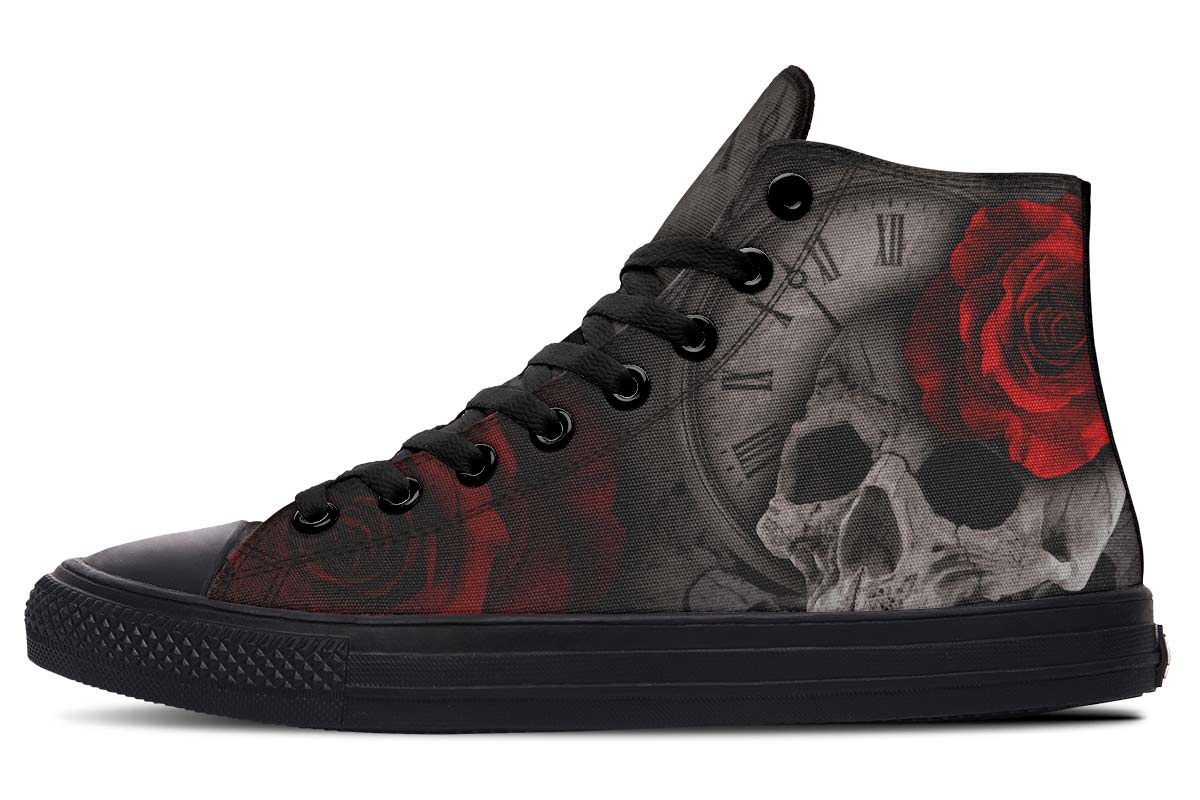 hippieartzone Shoes - ROSE SKULL CLOCK