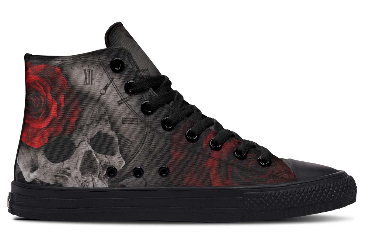 hippieartzone Shoes - ROSE SKULL CLOCK