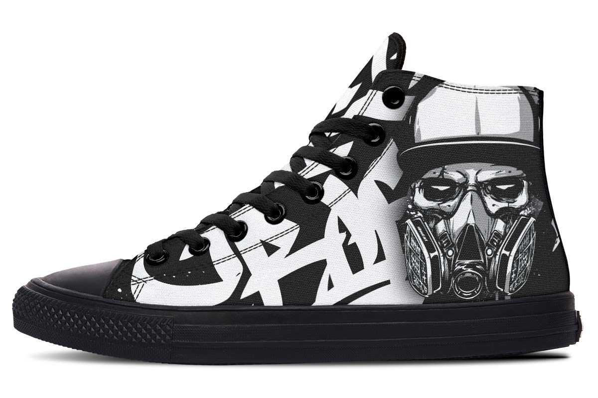 hippieartzone Shoes - SKULL AND GAZ MASK