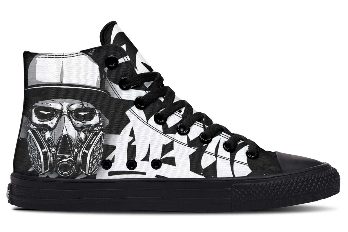 hippieartzone Shoes - SKULL AND GAZ MASK