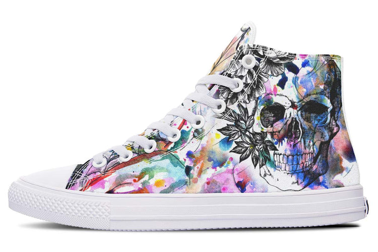 hippieartzone Shoes - SKULL AND MANDALA WATERCOLORS