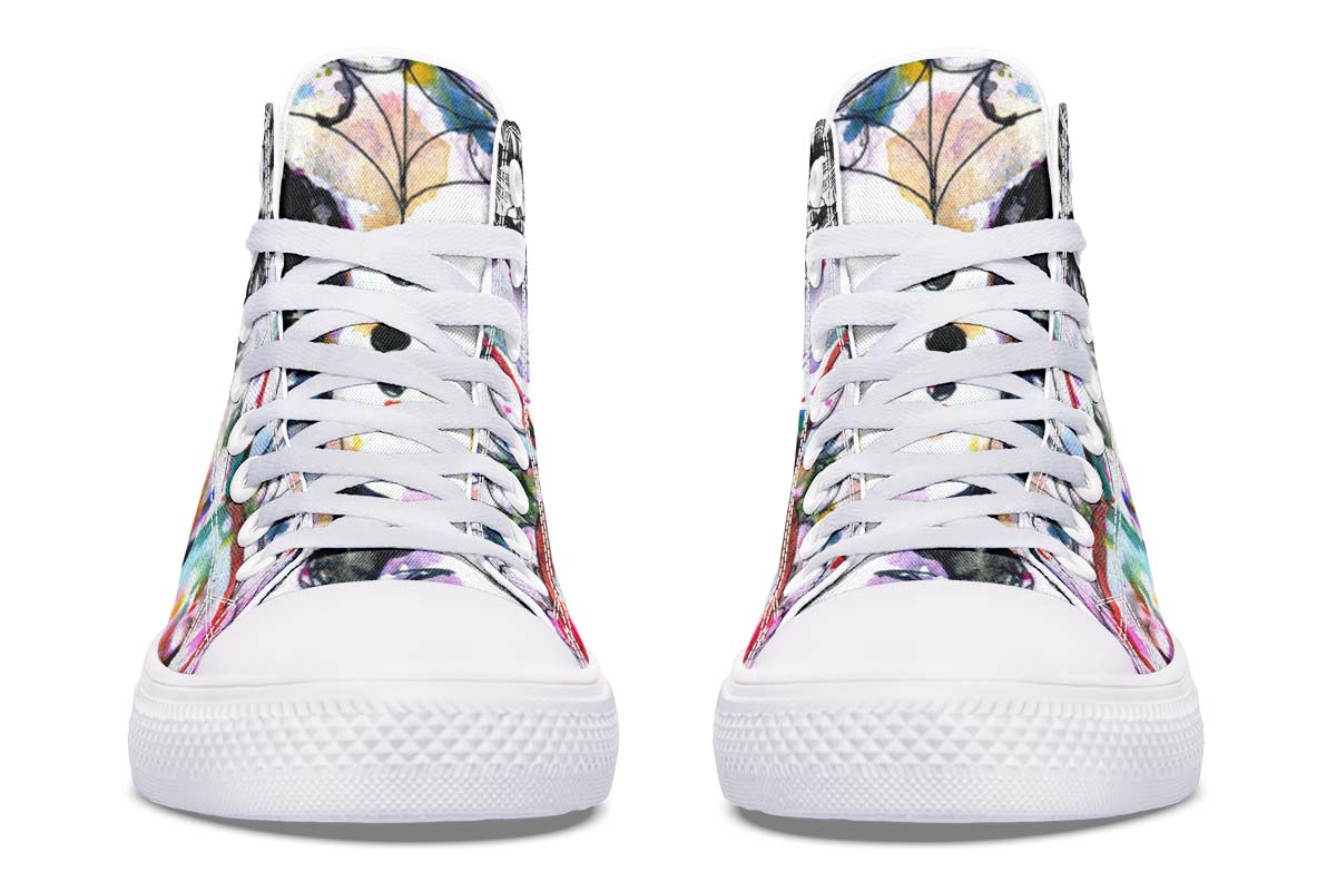 hippieartzone Shoes - SKULL AND MANDALA WATERCOLORS