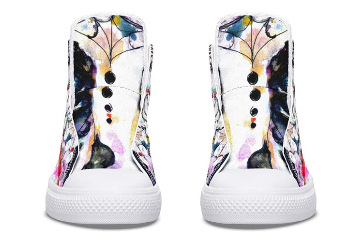 hippieartzone Shoes - SKULL AND MANDALA WATERCOLORS