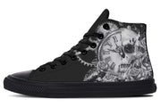 hippieartzone Shoes - SKULL CLOCK AND ROSE GREY