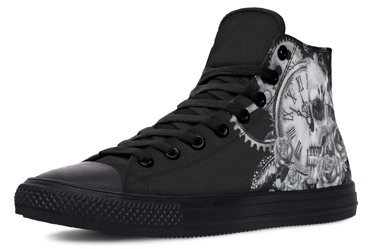 hippieartzone Shoes - SKULL CLOCK AND ROSE GREY
