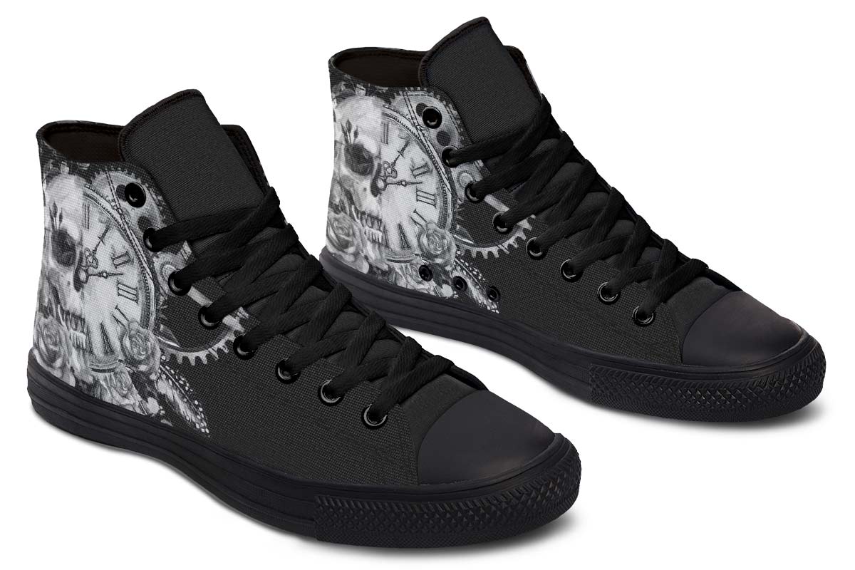 hippieartzone Shoes - SKULL CLOCK AND ROSE GREY