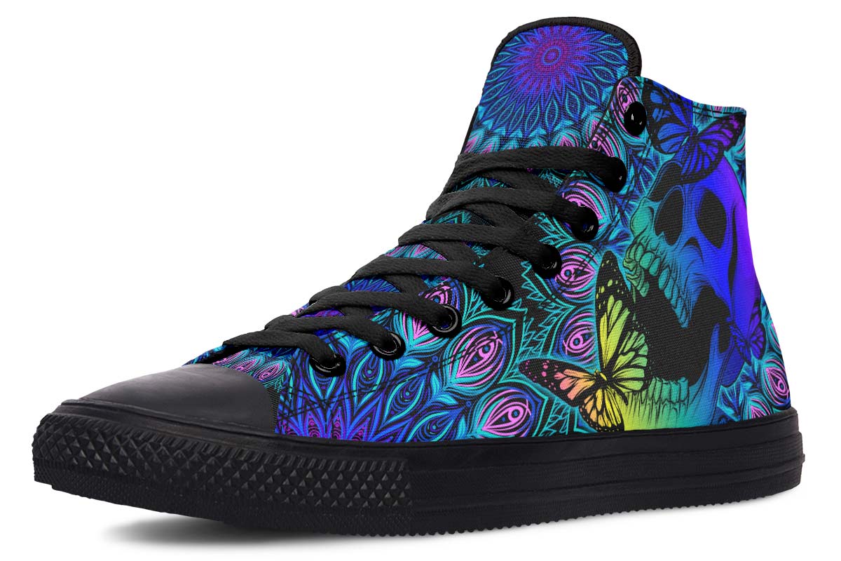 hippieartzone Shoes - SKULL MANDALA BUTTERFLY