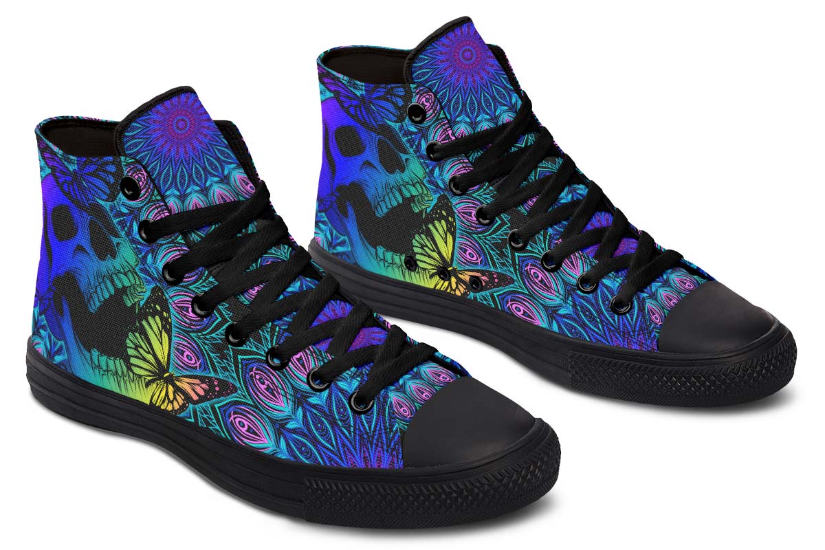 hippieartzone Shoes - SKULL MANDALA BUTTERFLY