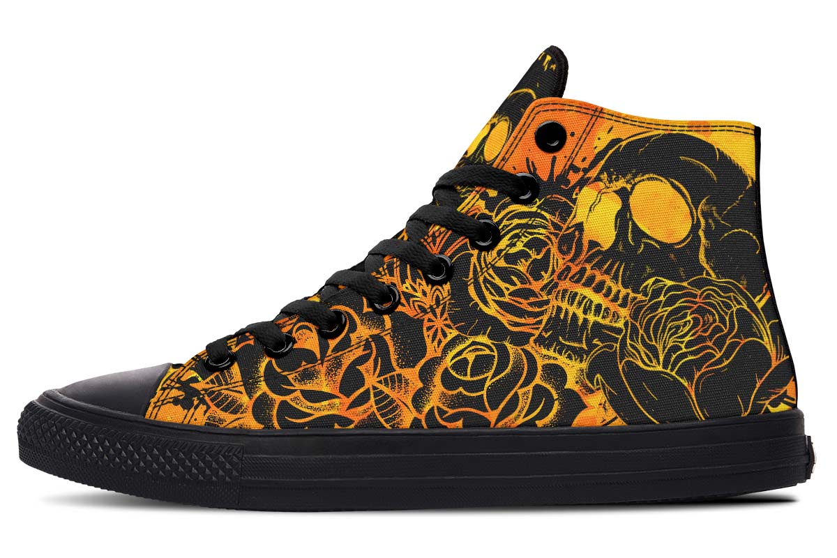hippieartzone Shoes - SKULL MANDALA ORANGE