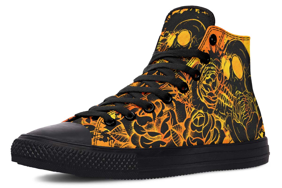 hippieartzone Shoes - SKULL MANDALA ORANGE