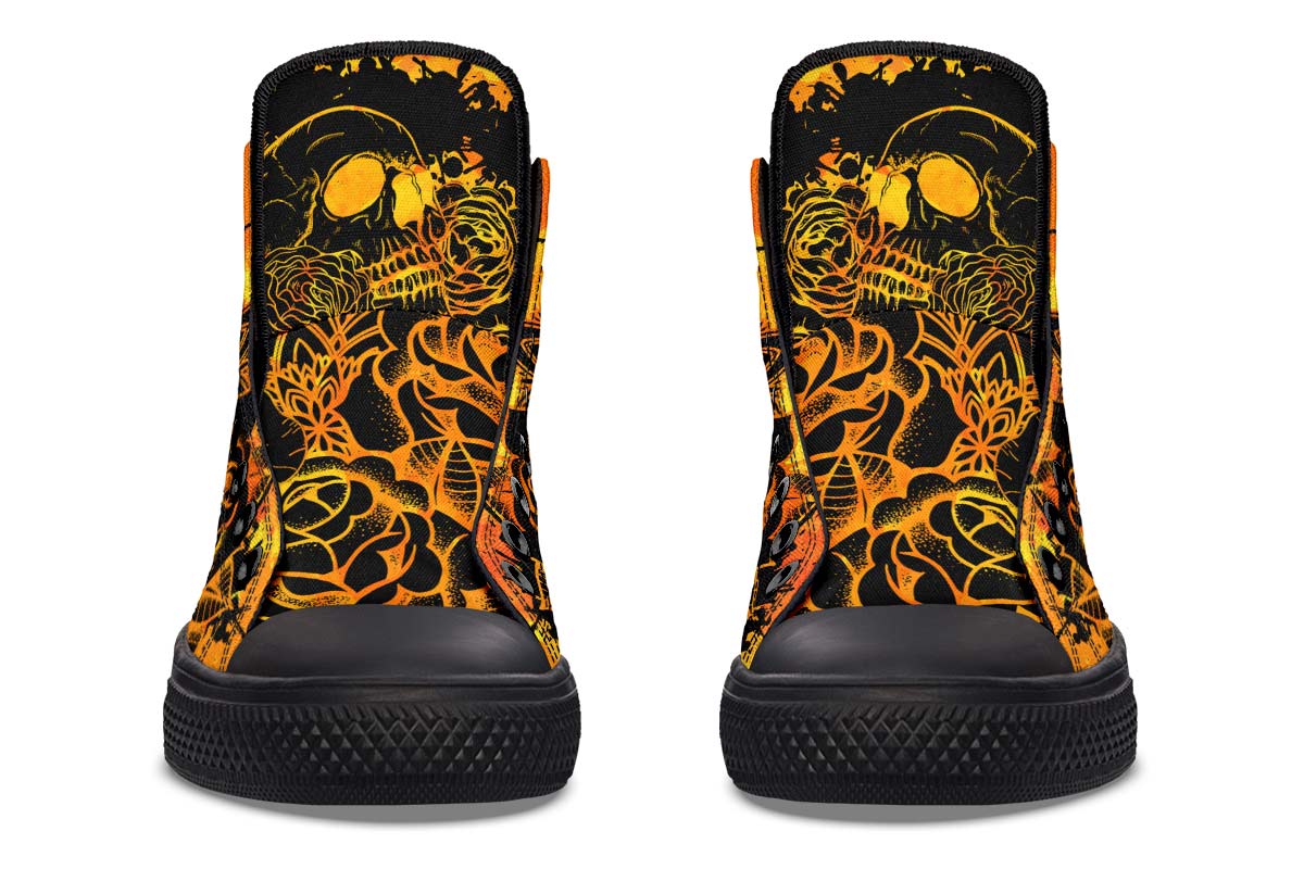 hippieartzone Shoes - SKULL MANDALA ORANGE