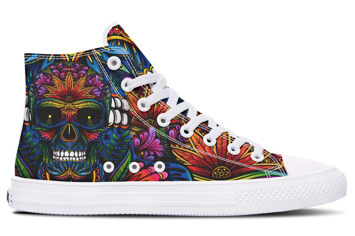 hippieartzone Shoes - STONER COLORFUL SKULL