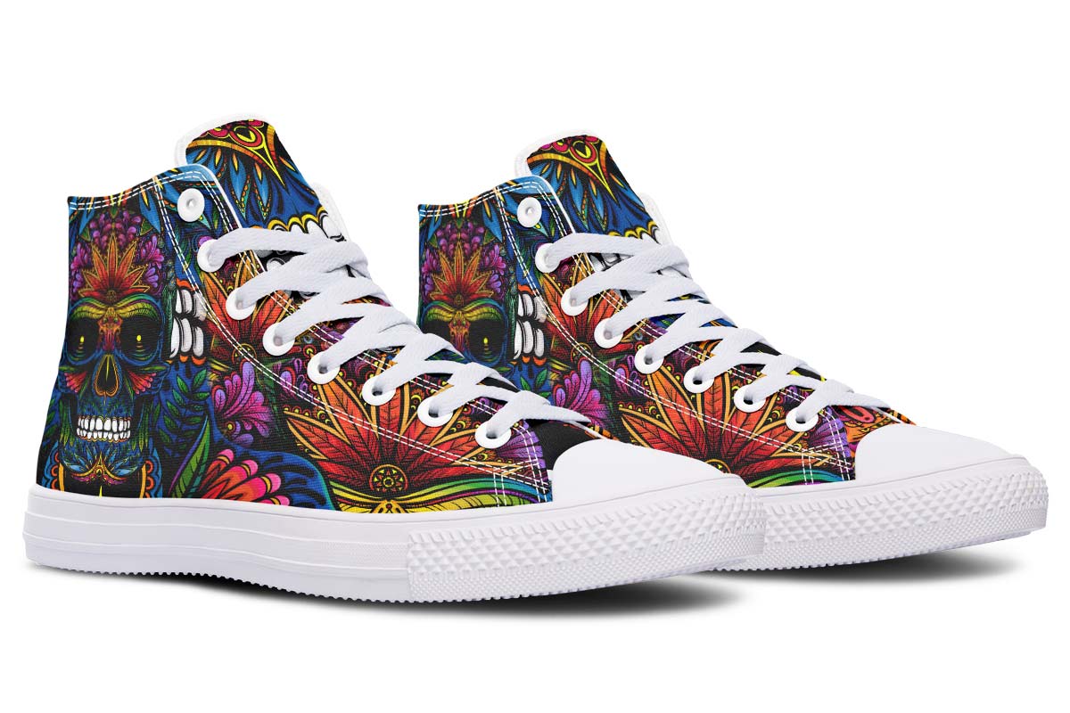 hippieartzone Shoes - STONER COLORFUL SKULL