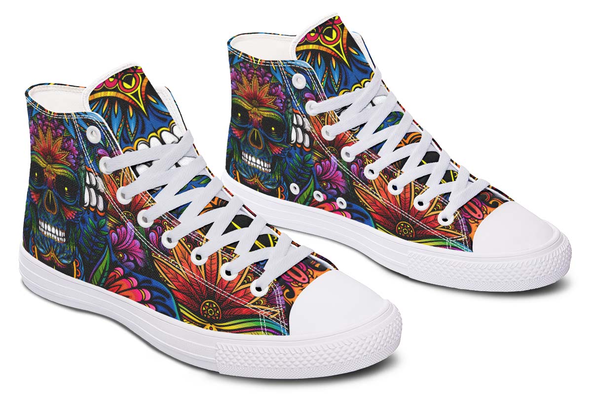hippieartzone Shoes - STONER COLORFUL SKULL