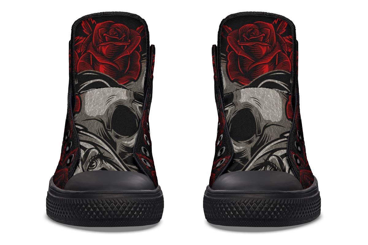 hippieartzone Shoes - TATTOO STYLE SKULL ROSE ART