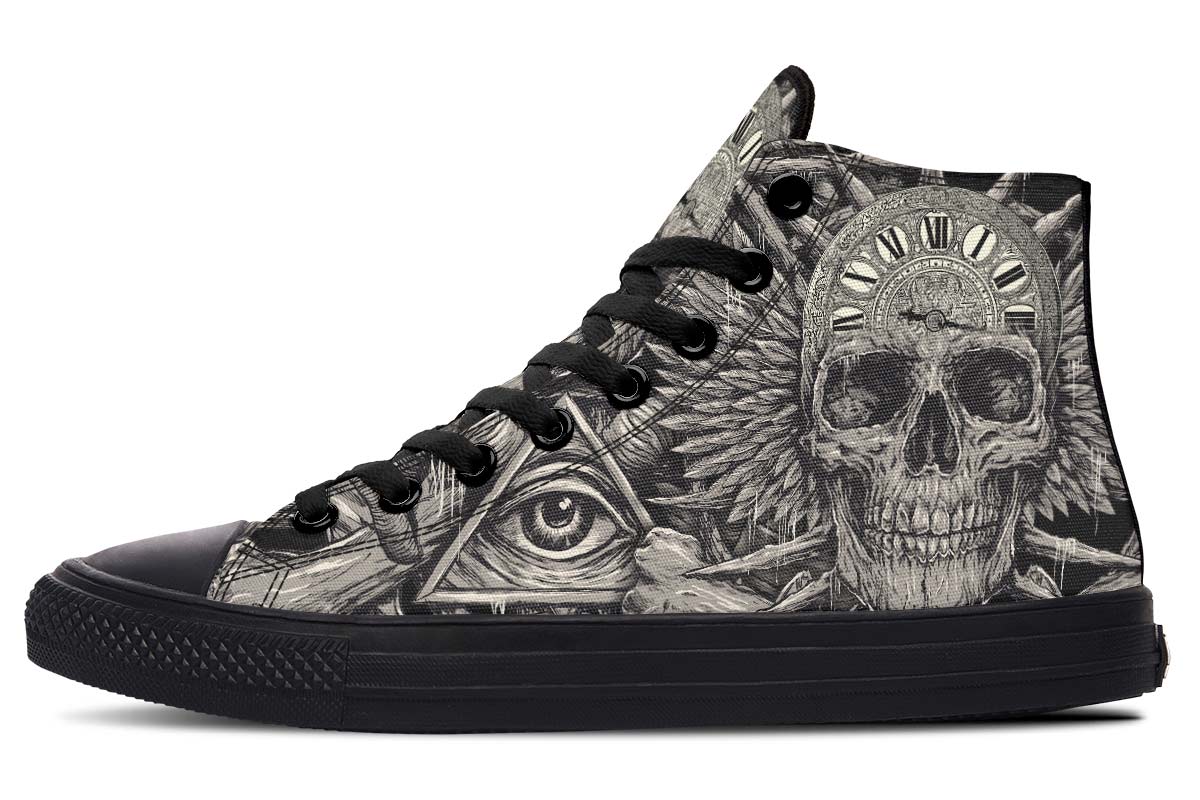 hippieartzone Shoes - TIME IS RUNNING OUT SKULL