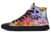 hippieartzone Shoes - WATERCOLOR SKULL AND BUTTERFLY
