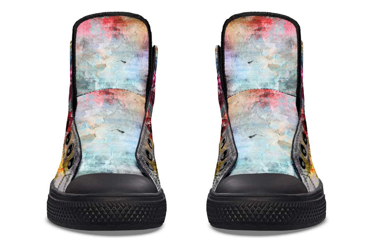 hippieartzone Shoes - WATERCOLOR SKULL AND BUTTERFLY