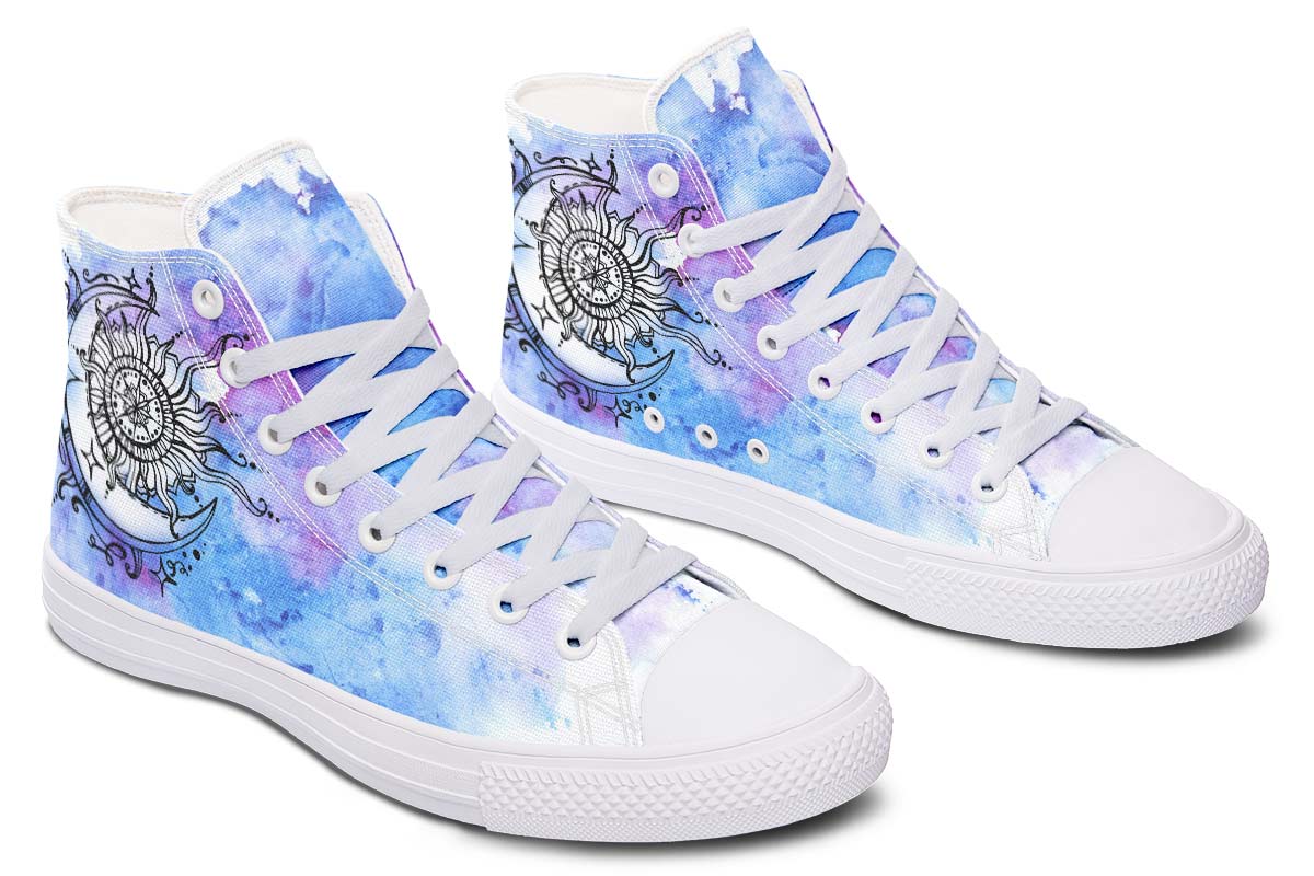 hippieartzone Shoes - WATERCOLOR SUN AND MOON