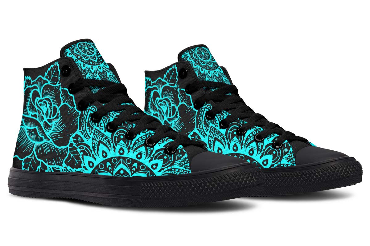 hippieartzone Shoes - AQUA ROSE MANDALA
