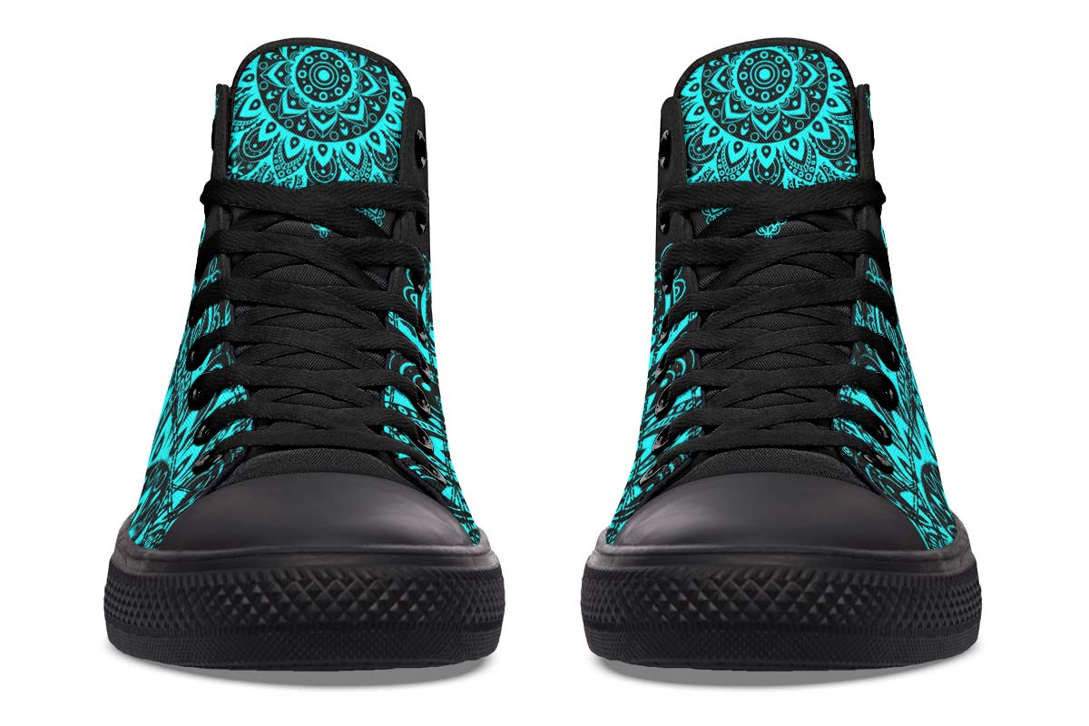 hippieartzone Shoes - AQUA ROSE MANDALA