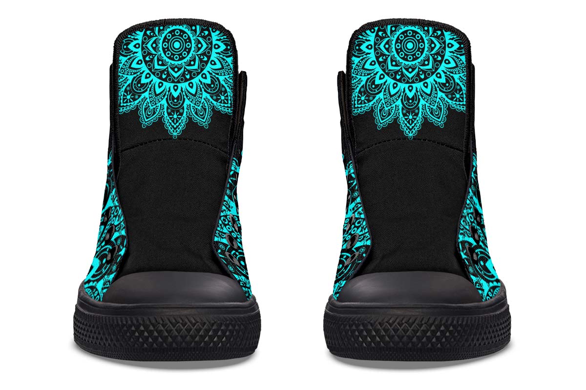 hippieartzone Shoes - AQUA ROSE MANDALA