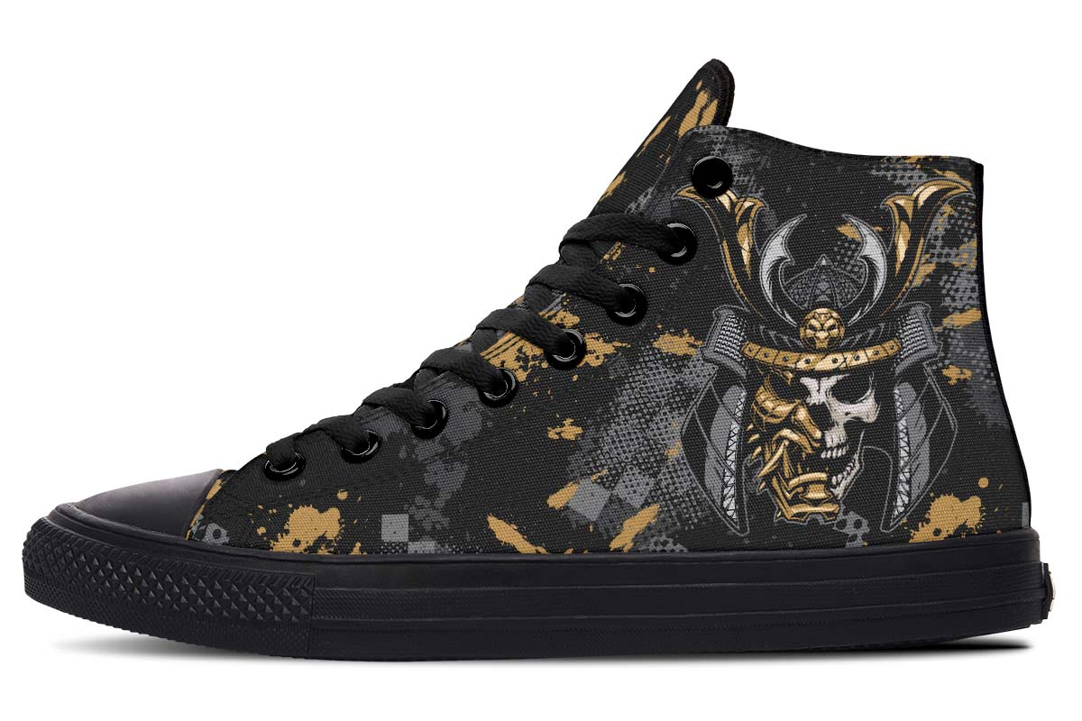 hippieartzone Shoes - GOLDEN SAMURAI SKULL