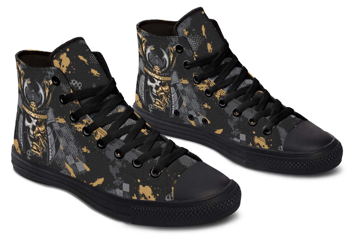 hippieartzone Shoes - GOLDEN SAMURAI SKULL