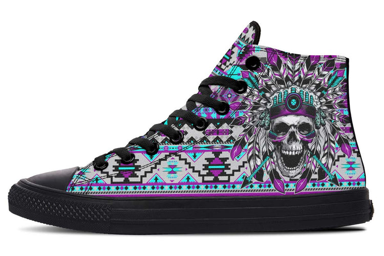 hippieartzone Shoes - PURPLE SKULL CHIEF