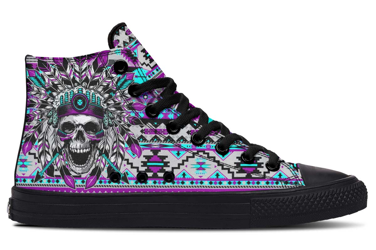 hippieartzone Shoes - PURPLE SKULL CHIEF