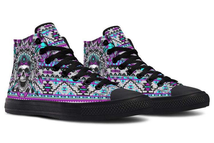 hippieartzone Shoes - PURPLE SKULL CHIEF