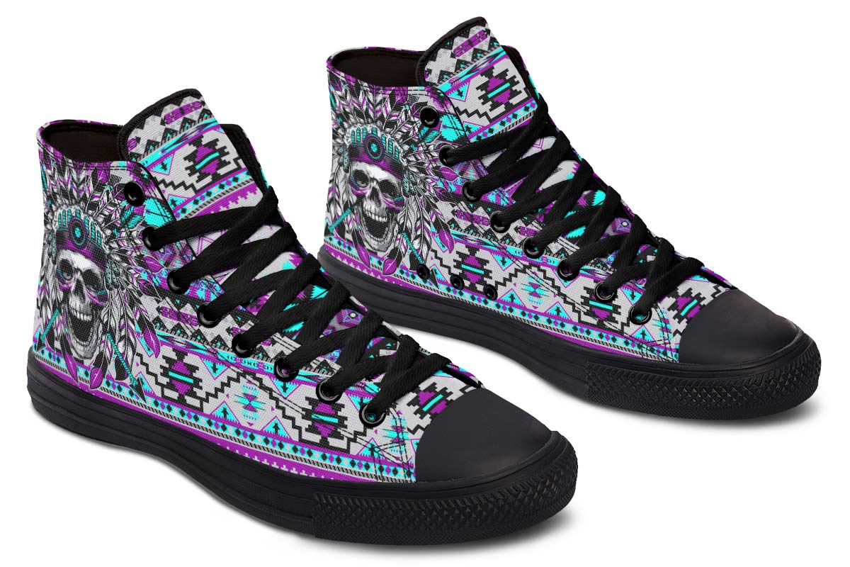 hippieartzone Shoes - PURPLE SKULL CHIEF