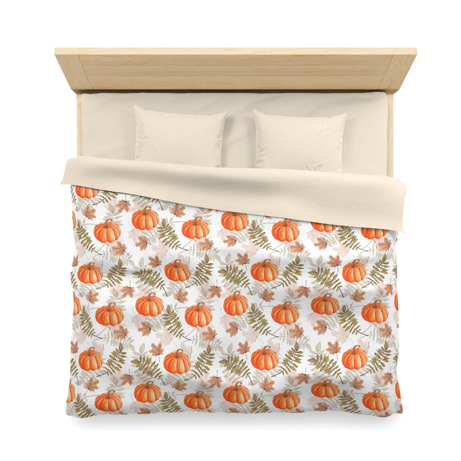 Hippie Art Zone - Halloween Pumpkin Duvet Cover, Fall Autumn Leaves Bedding Set For Hippies