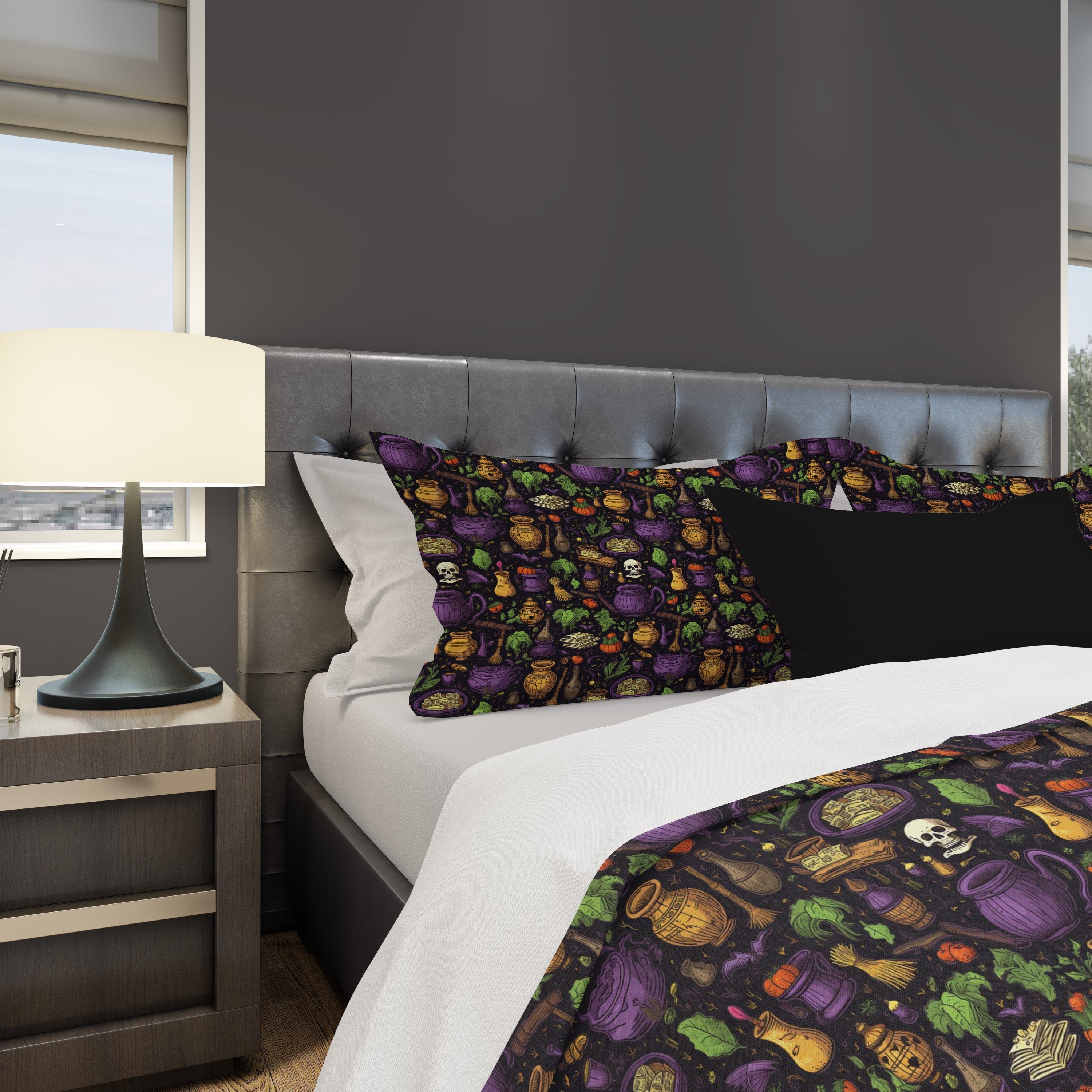 Hippie Art Zone - Hallows' Eve Spell, Witchy Gothic Bedding Set For Hippies