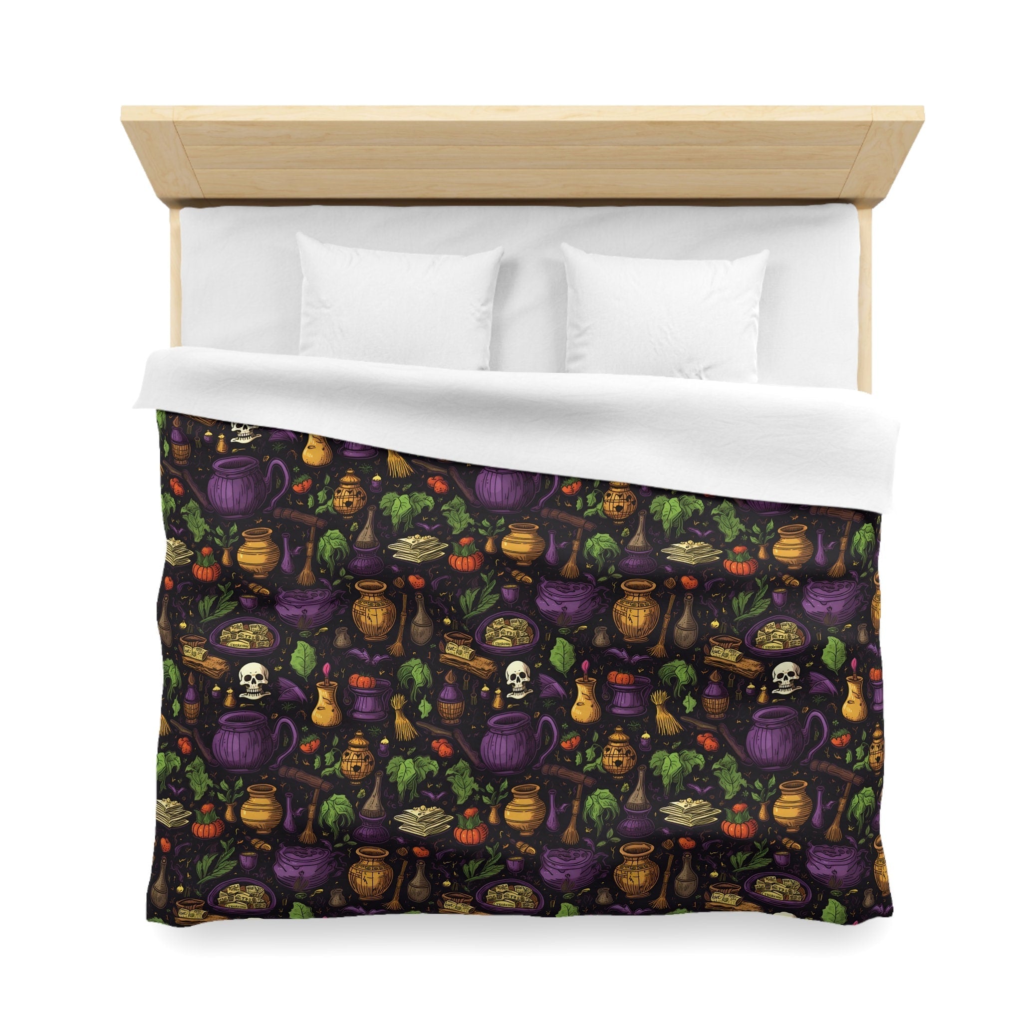 Hippie Art Zone - Hallows' Eve Spell, Witchy Gothic Bedding Set For Hippies