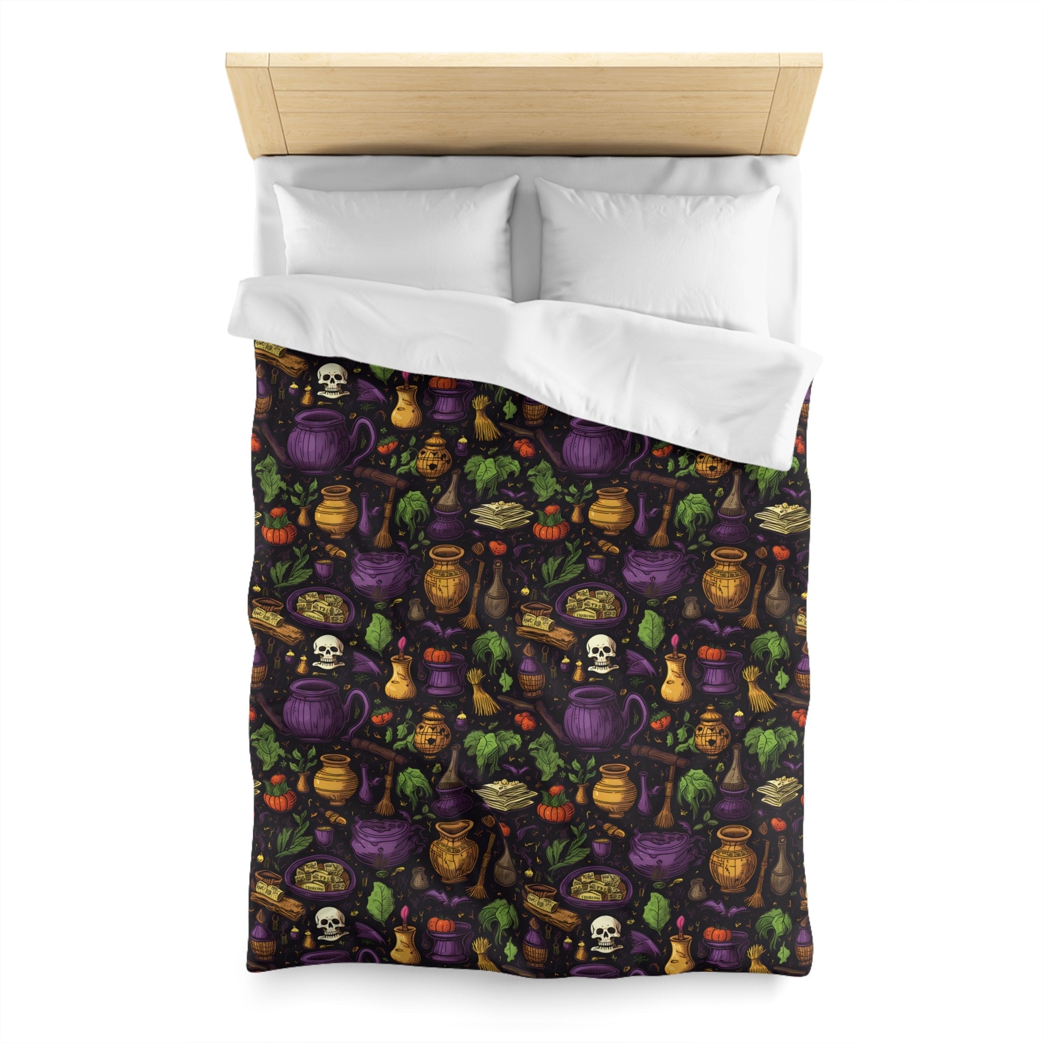 Hippie Art Zone - Hallows' Eve Spell, Witchy Gothic Bedding Set For Hippies