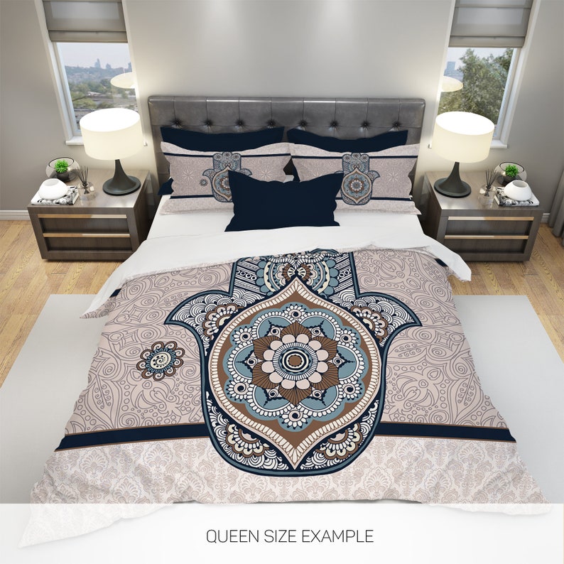Hippie Art Zone - Hamsa Mandala Bedding Set For Hippies