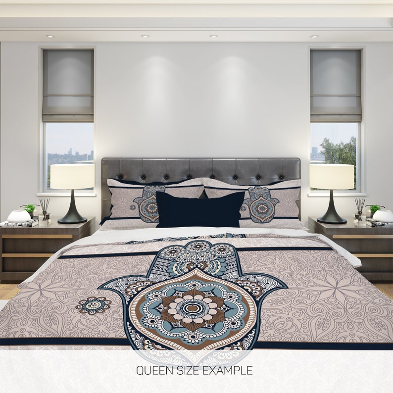 Hippie Art Zone - Hamsa Mandala Bedding Set For Hippies